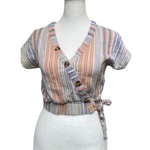 Derek Heart Side Tie Cotton Crop Top